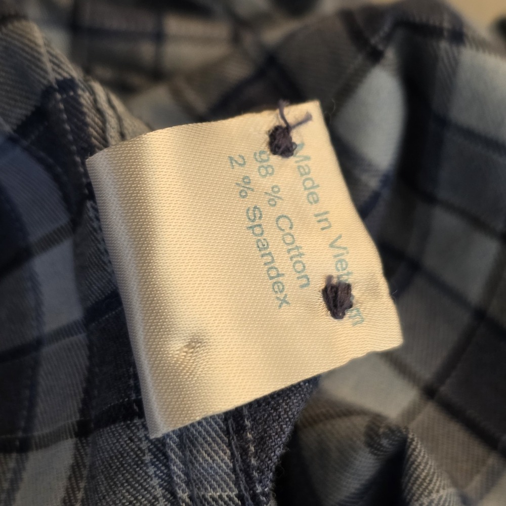 Twillory Men Blue‎ Plaid Button Up Untuckable Stretch Casual Shirt Size Large XL - Picture 5 of 7